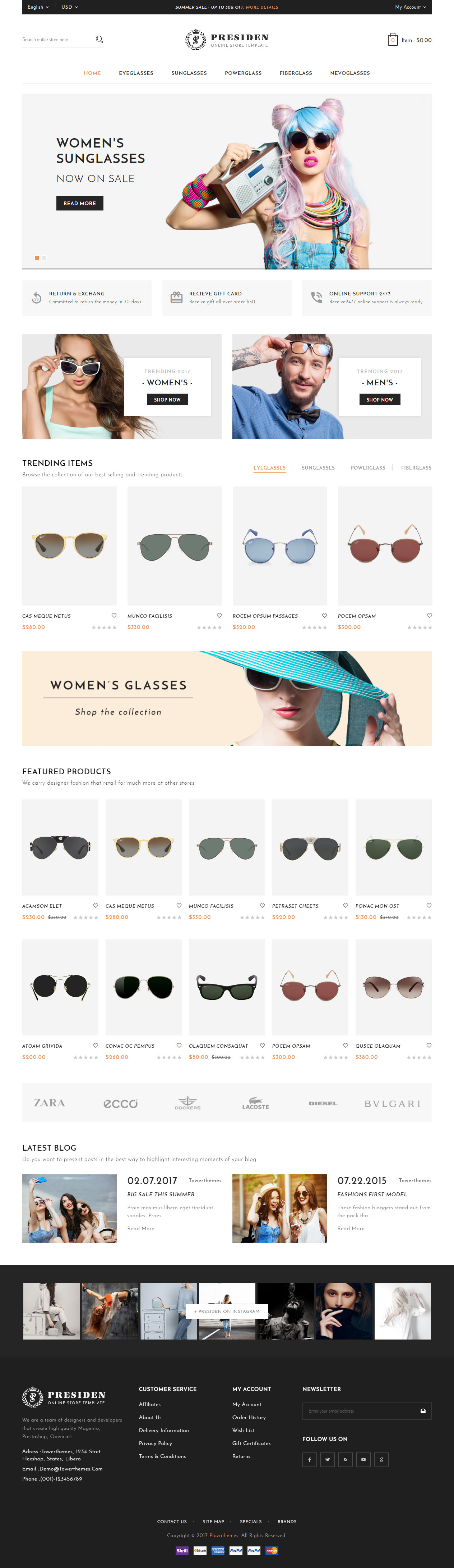 Presiden Opencart Glasses Template