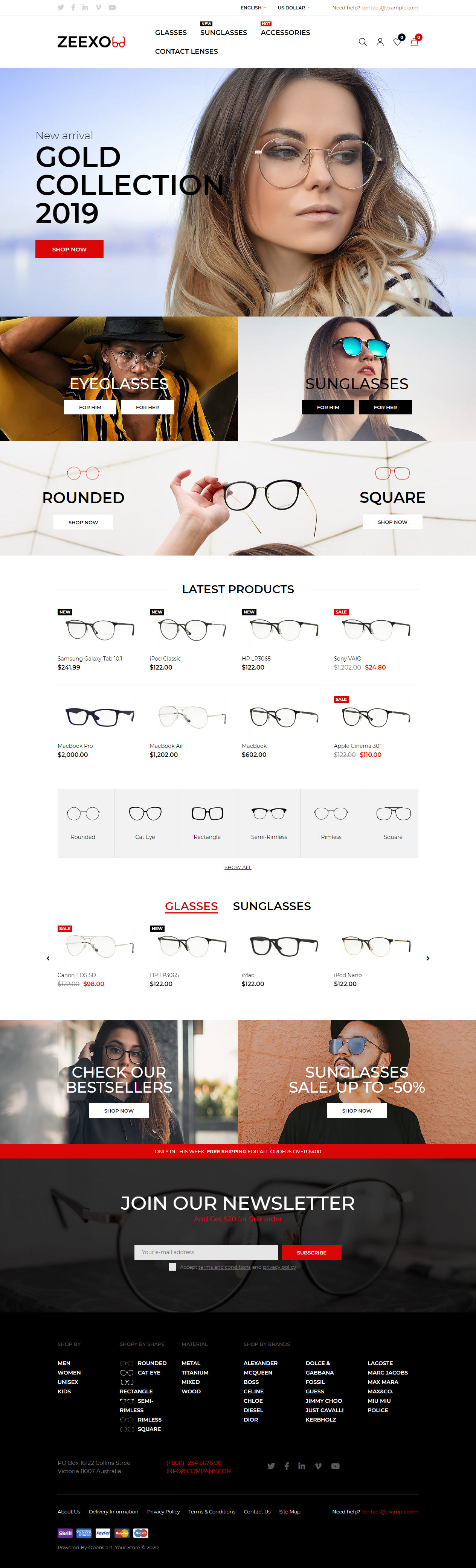 Zeexo Opencart Glasses Template
