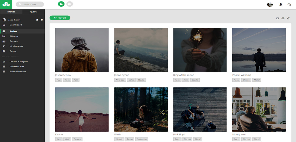 Artist page