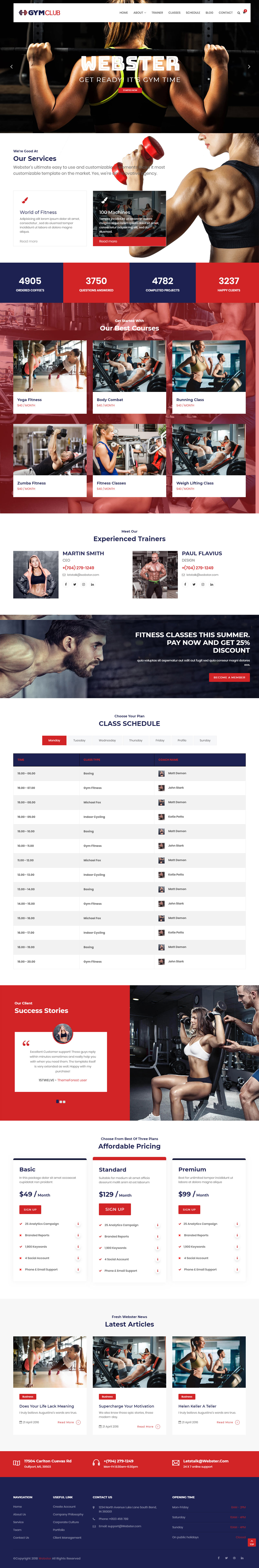 Webster HTML5 Gym and Fitness Template