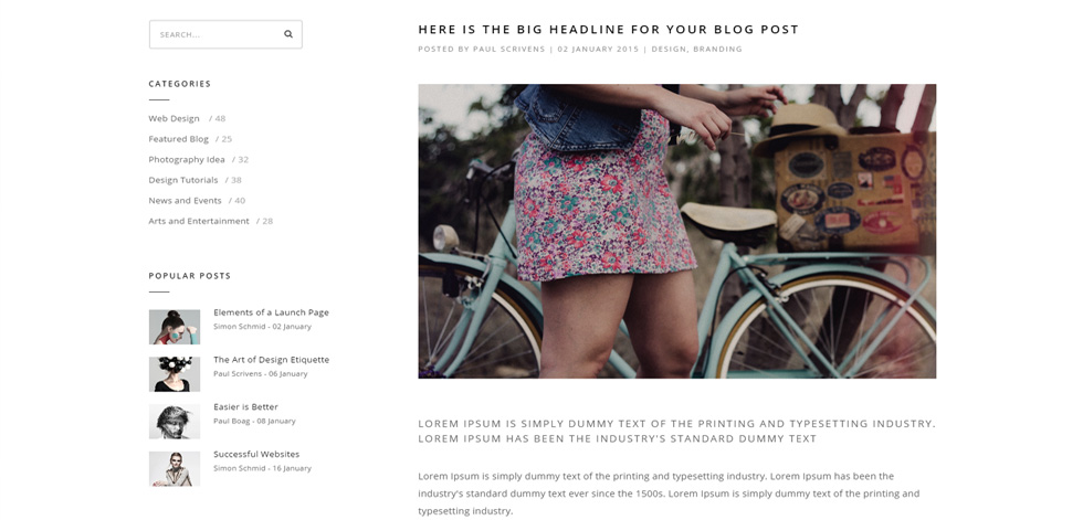 Blog post page