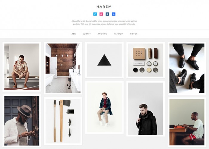 Harem – Premium Responsive Header Tumblr Theme