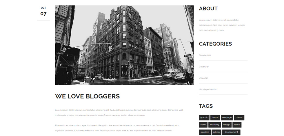 Blog post page