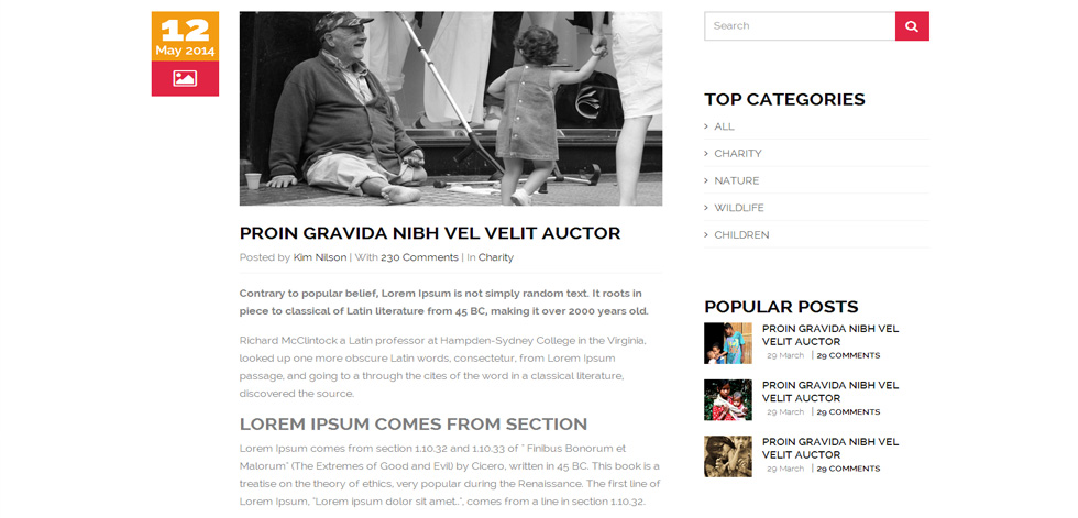 Blog post page