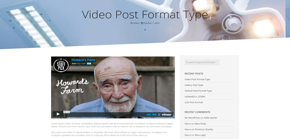 Blog post page