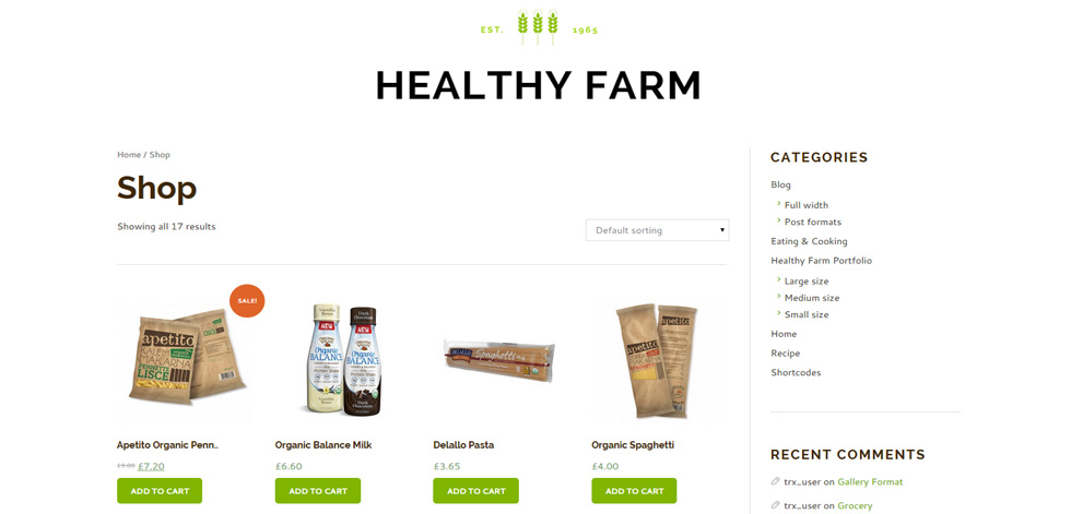 Shop page
