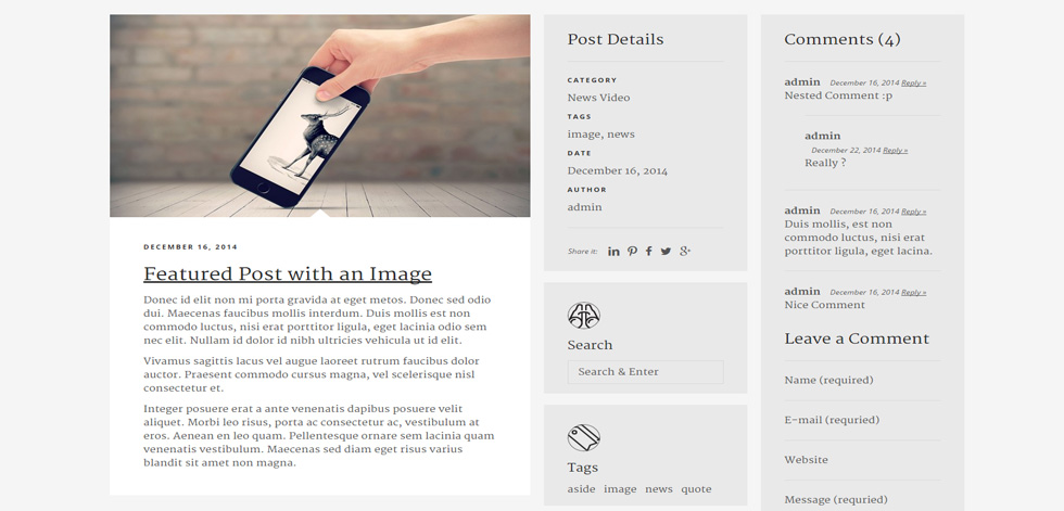 Blog post page