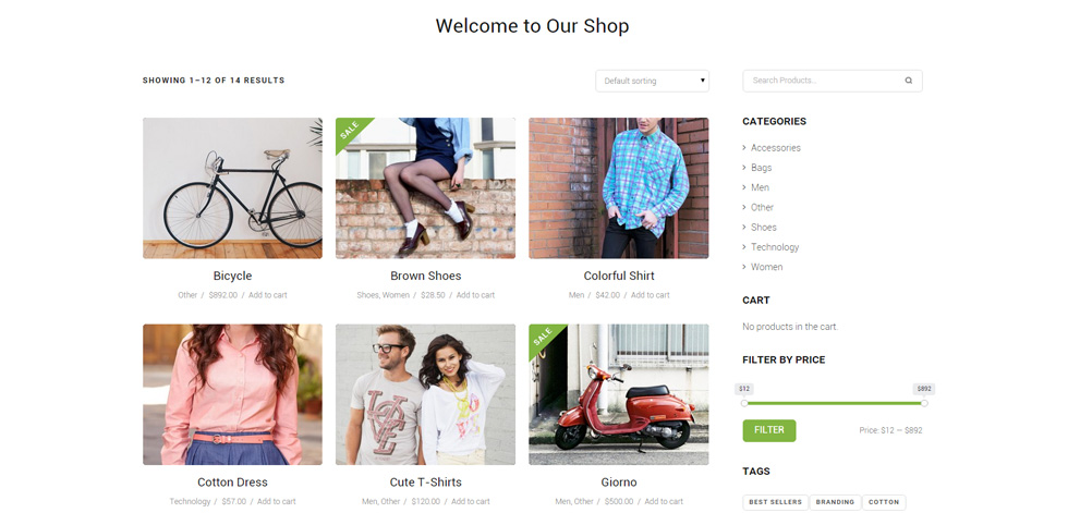 Shop page