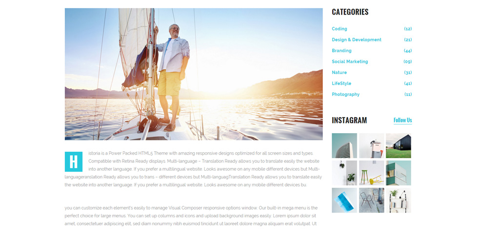 Blog post page