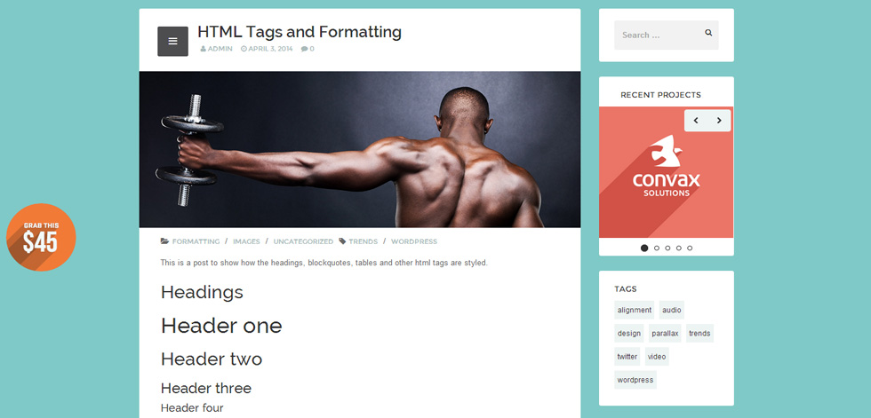 Blog post page