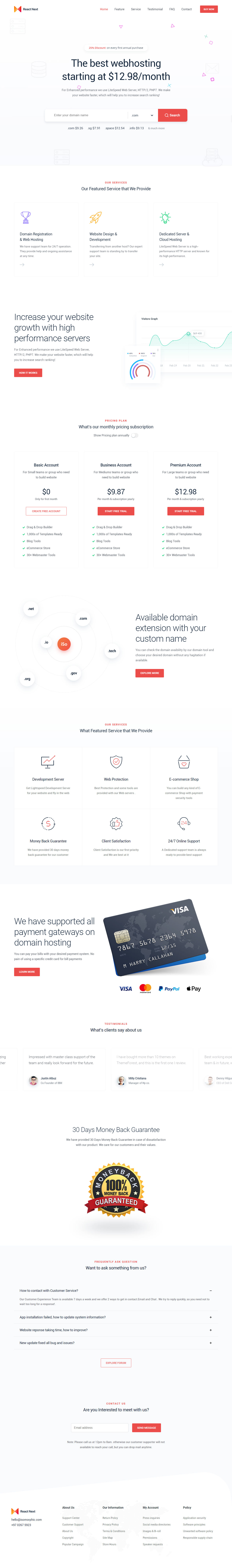 React Next HTML5 Hosting Template