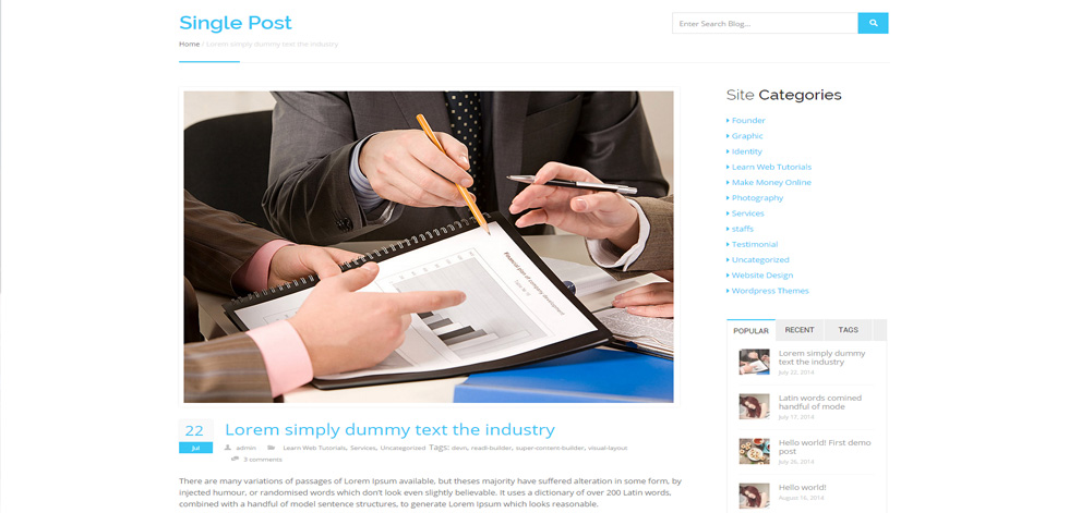 Blog post page