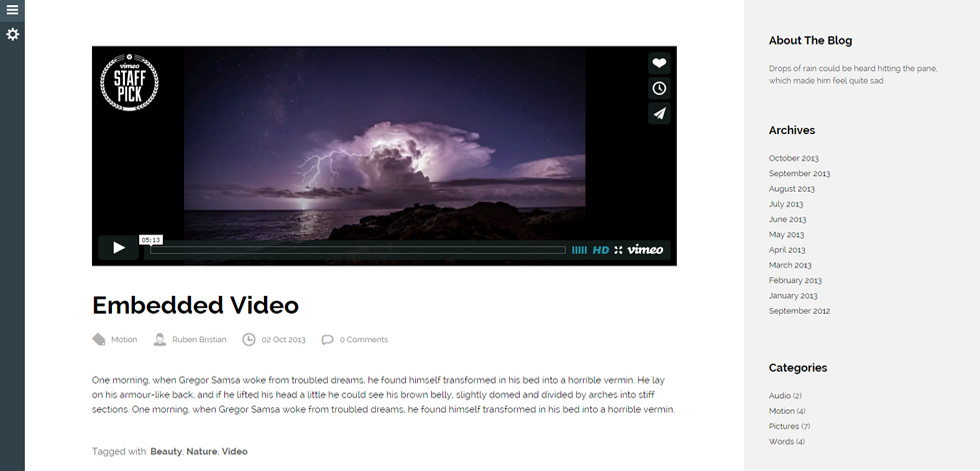 Blog post page