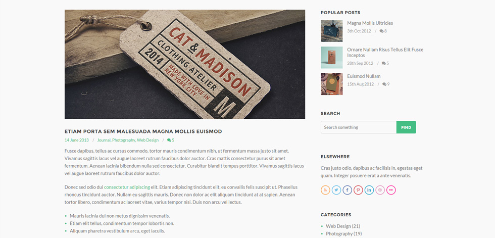Blog post page