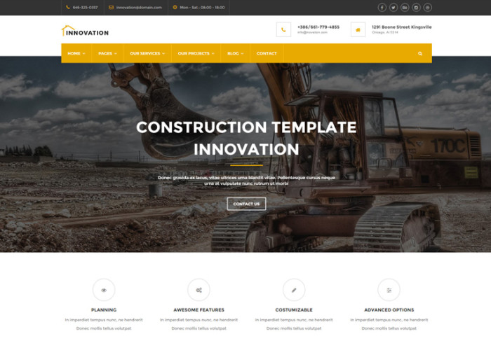 Innovation – Premium Responsive Construction, Building HTML5 Template