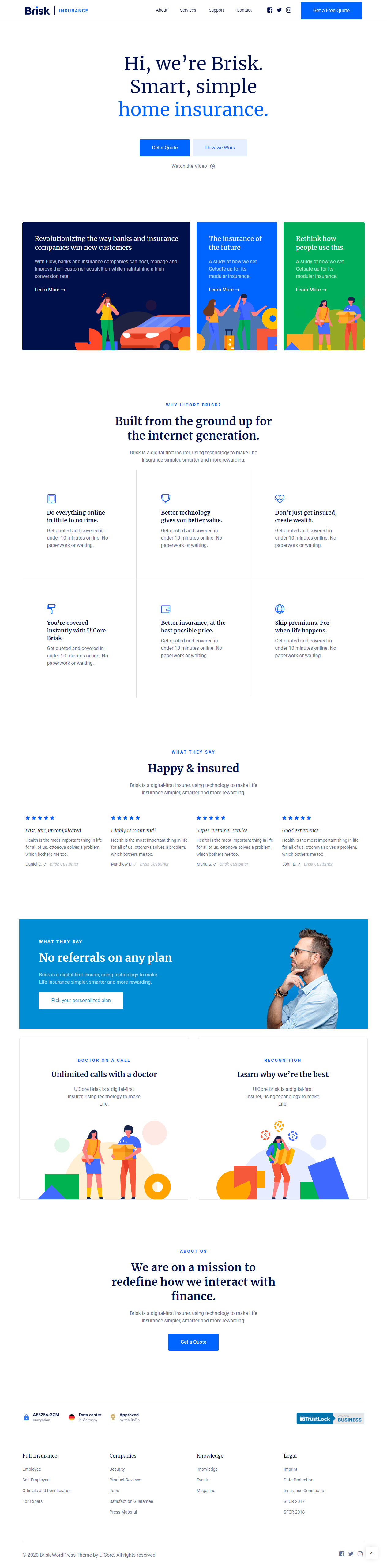 Brisk Insurance Company WordPress Theme