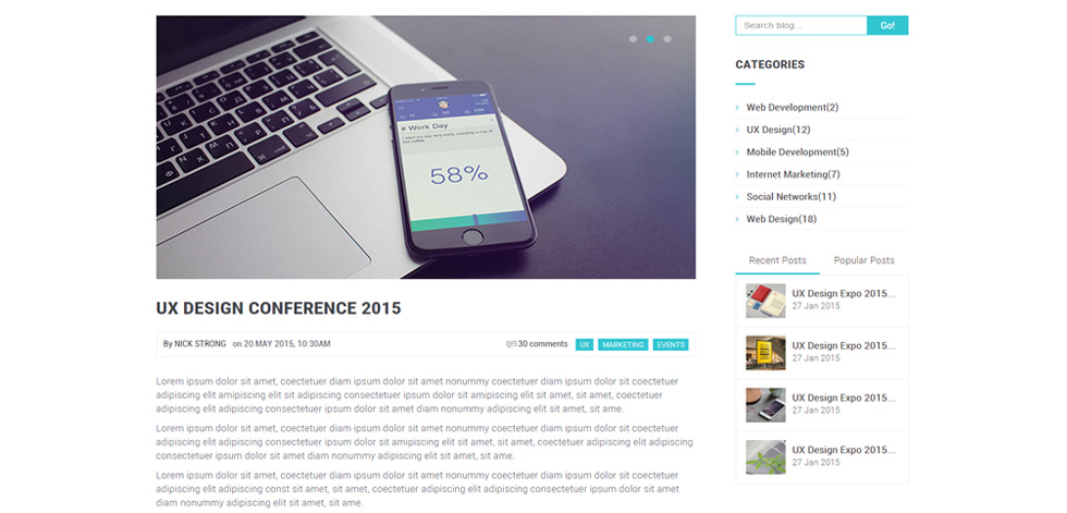 Blog post page