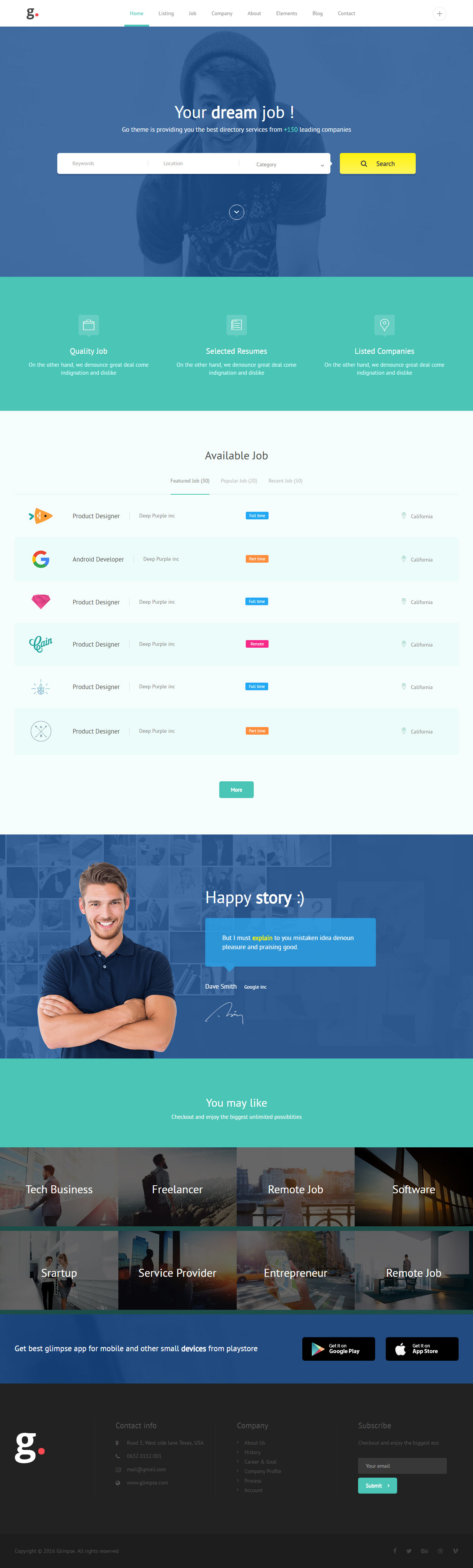 Glimpse HTML5 Job Board Website Templates