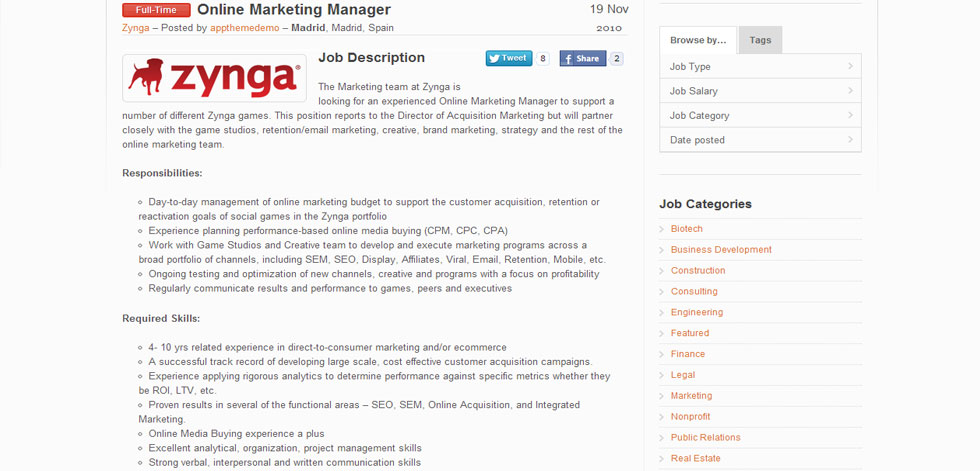 One job page