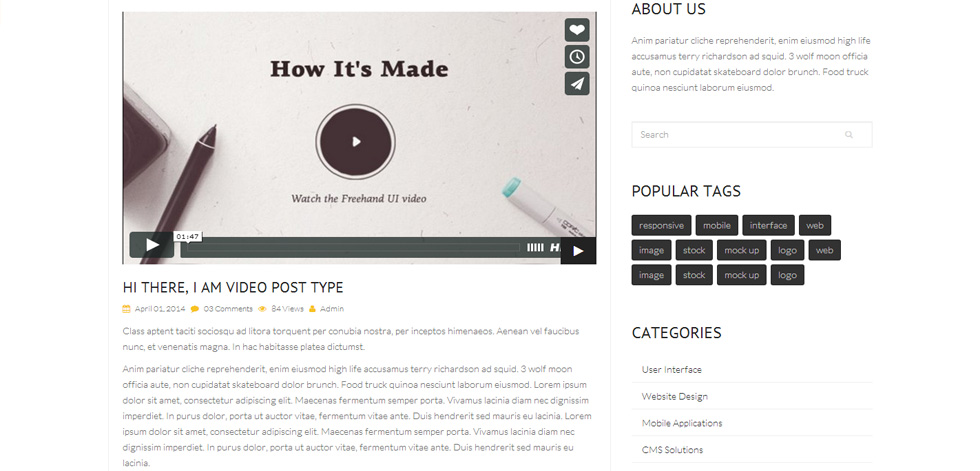 Blog post page