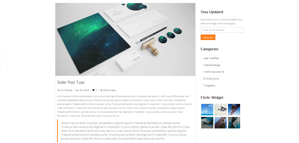 Blog post page