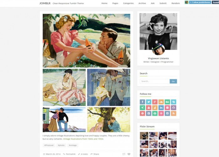 Jomblr – Premium Responsive Clean Tumblr Theme