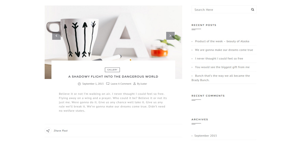 Blog post page