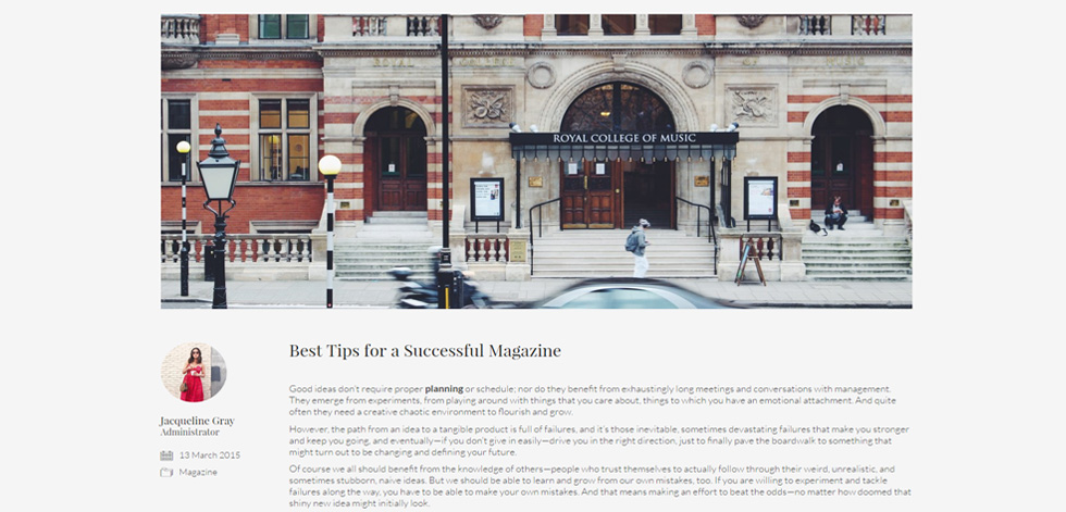 Blog post page