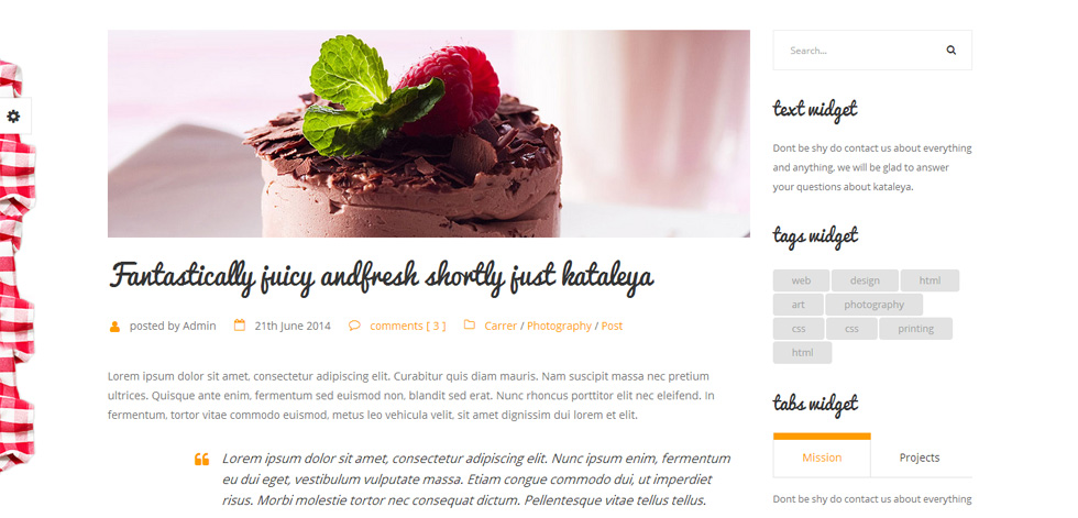 Blog post page
