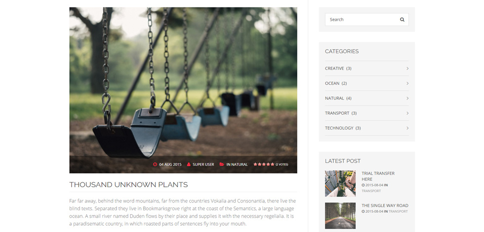 Blog post page