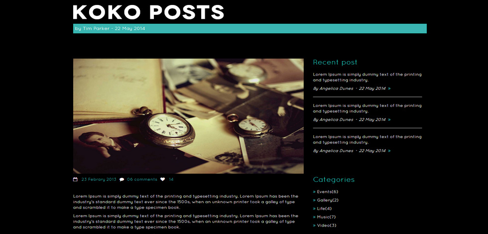 Blog post page