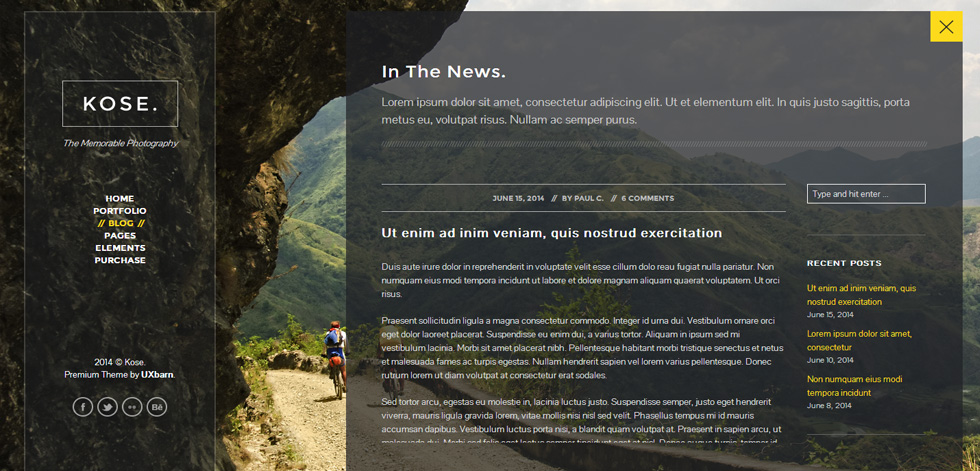Blog post page