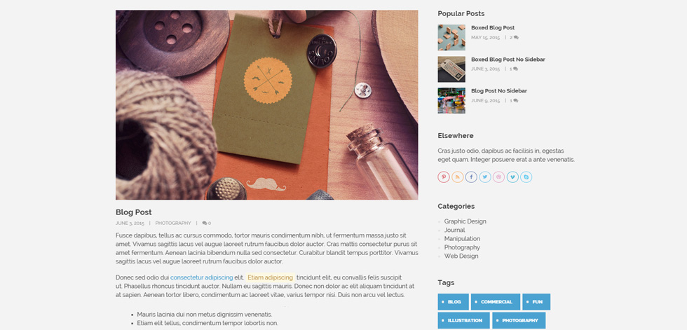 Blog post page