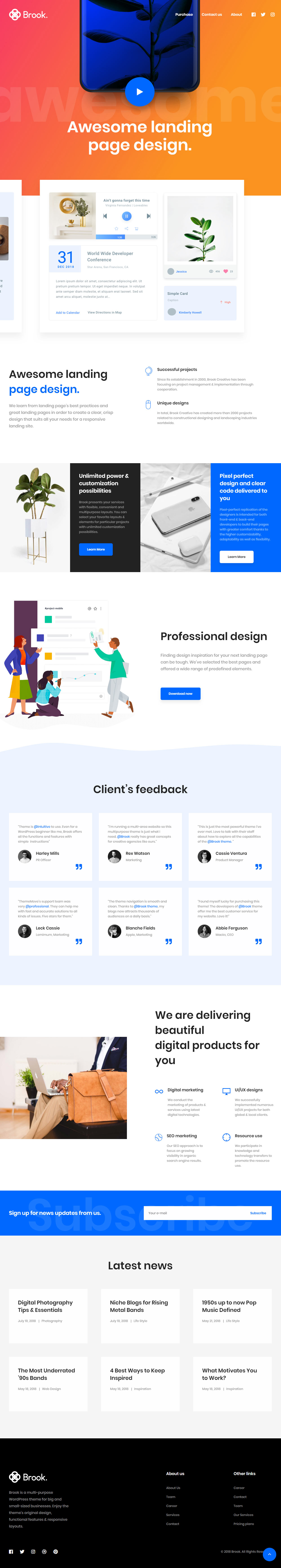 Brook Landing Page WordPress Themes
