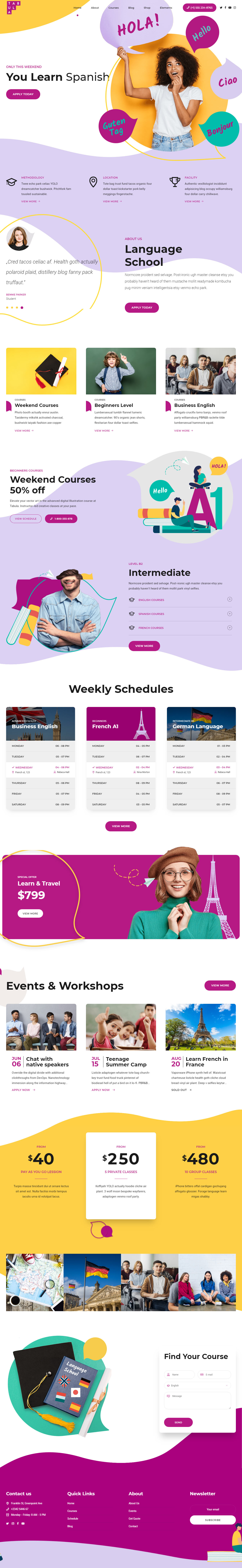 Tabula Language School WordPress Theme