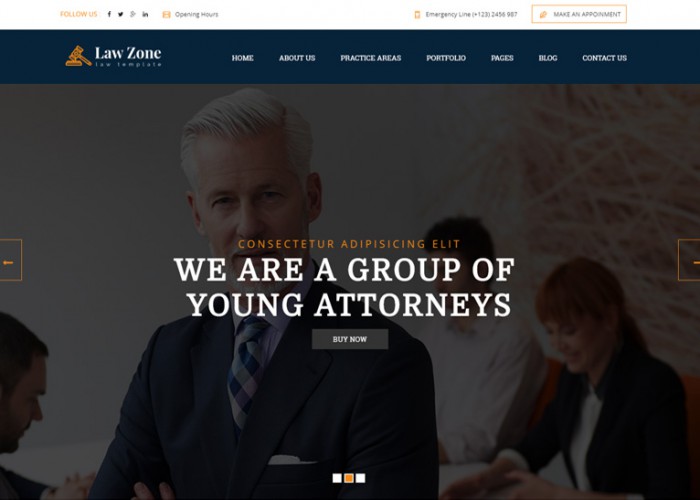 Lawzone – Premium Responsive Lawyer and Attorney HTML5 Template