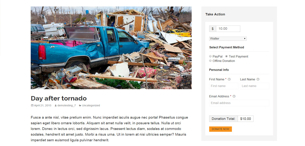 Blog post page
