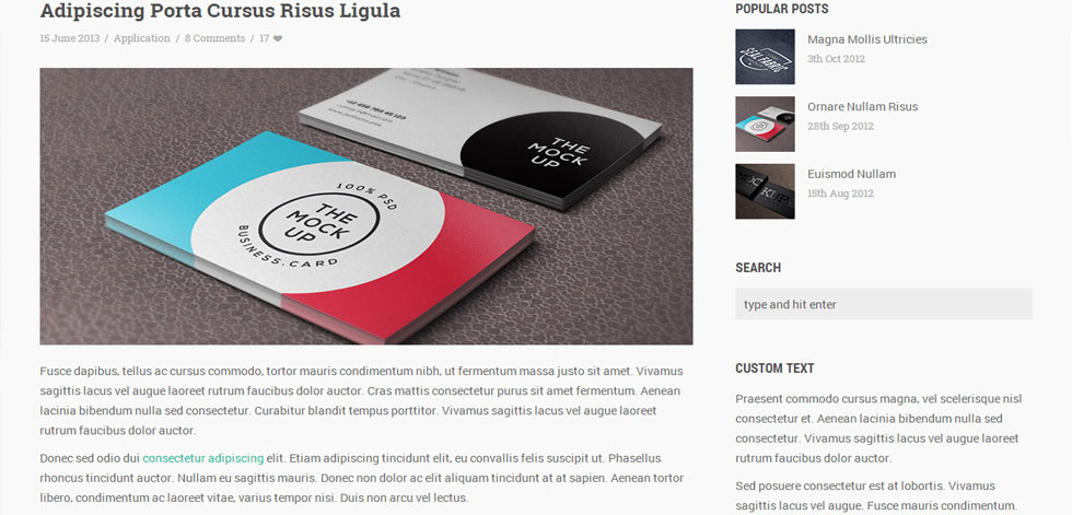 Blog post page