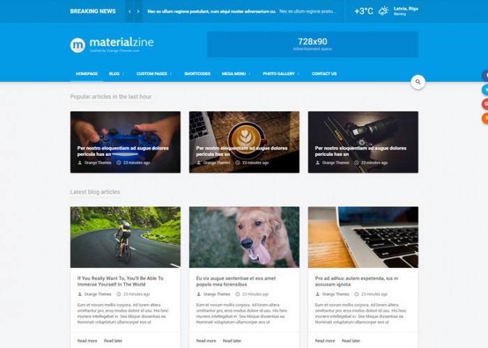MaterialZine – Premium Responsive Blog Magazine HTML5 Template