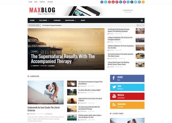 MaxBlog – Premium Responsive Flat News Magazine Blog Drupal Theme