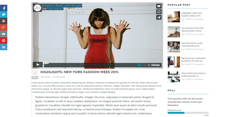 Blog post page