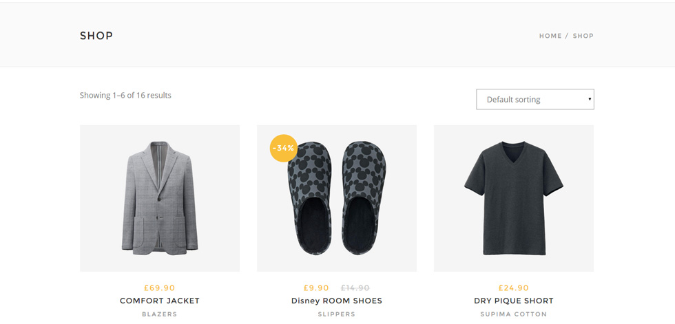 Shop page