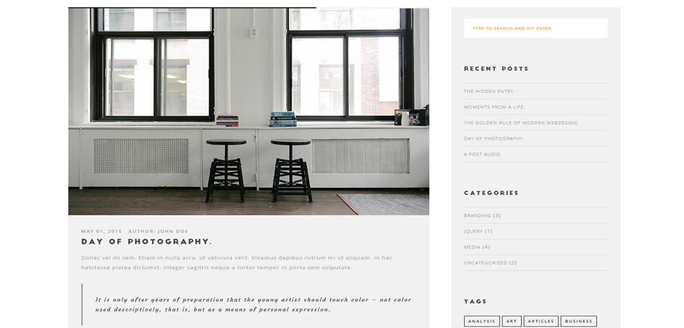 Blog post page