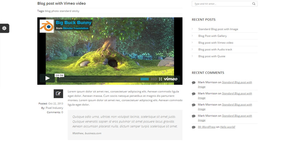 Blog post page