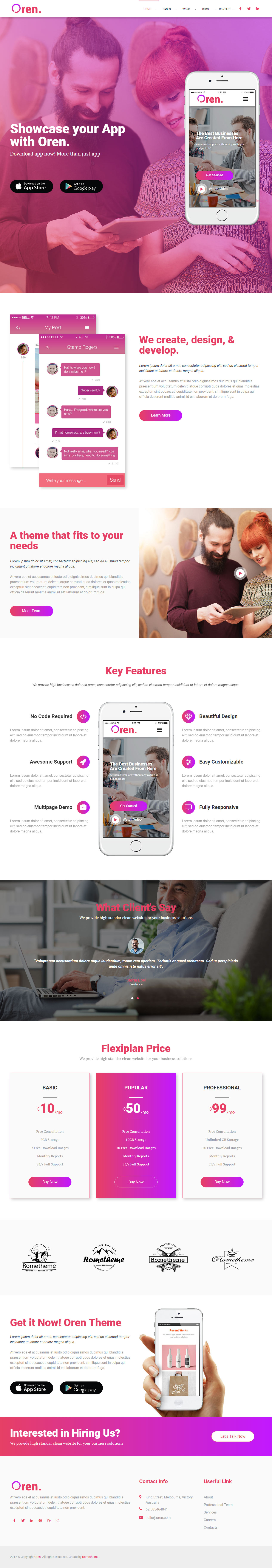 OREN Muse Mobile App Landing Page Template