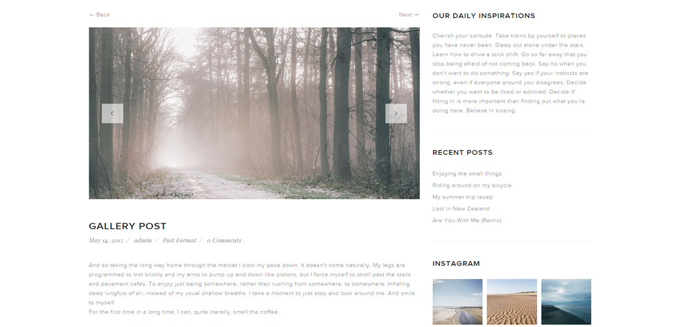 Blog post page