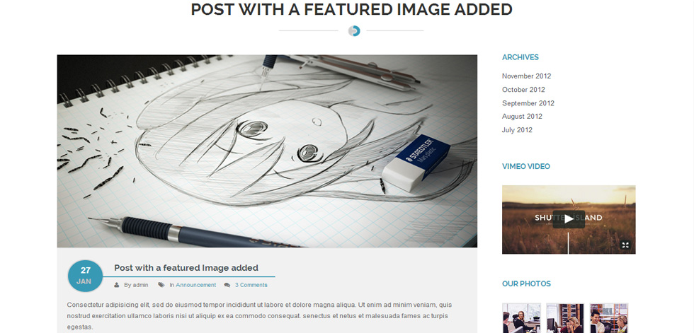 Blog post page