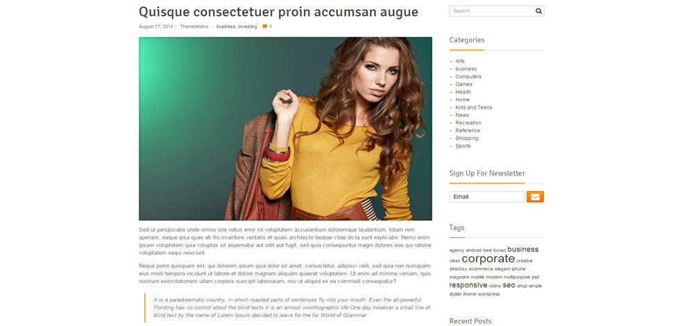 Blog post page