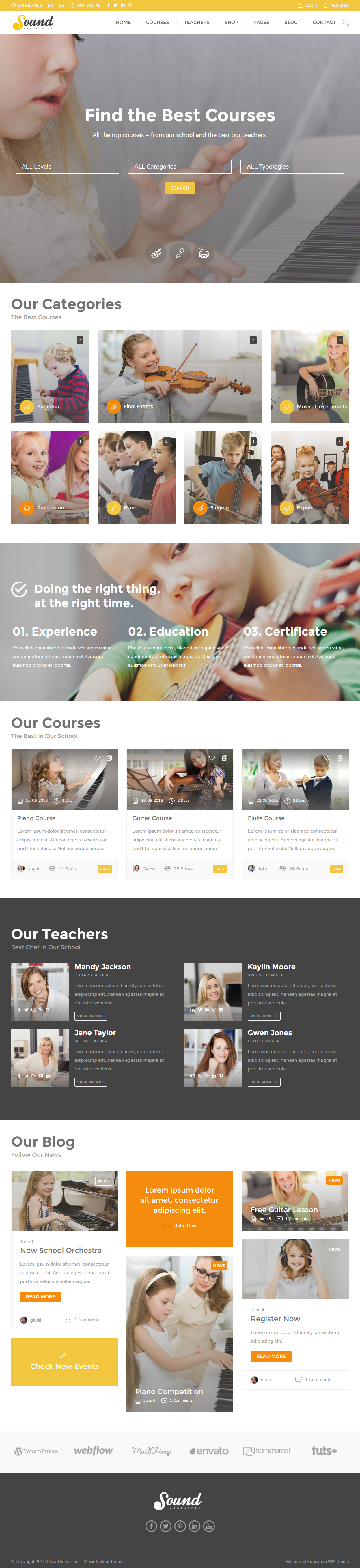 Education Pack WordPress Music School Theme