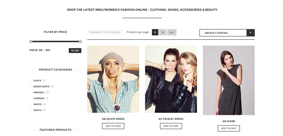 Shop page